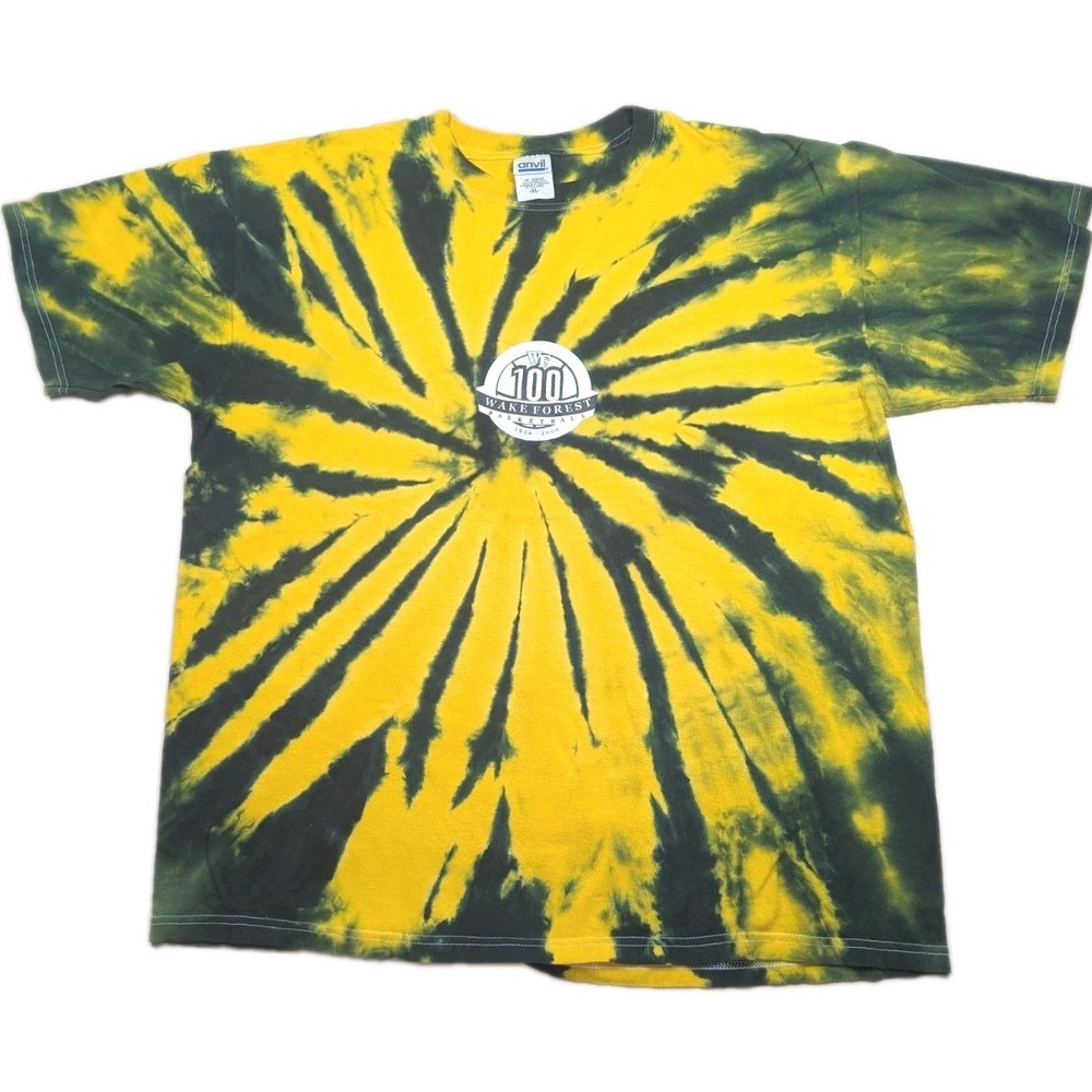 Vintage '06 Wake Forest Demon Deacons Black Yellow Tie-Dye Nation Tshirt XL